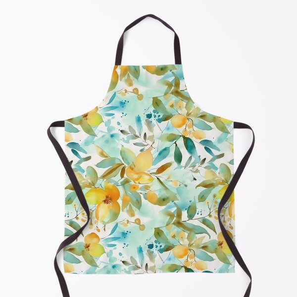 Item preview, Summer Fruit and Flowers Abstract Aqua and Orange Watercolor designed and sold by ClairesPatterns.