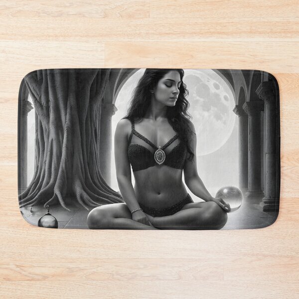 Item preview, Italian Sorceress with Tree, Moon, Crystal ball, BW designed and sold by SolarisMoon.