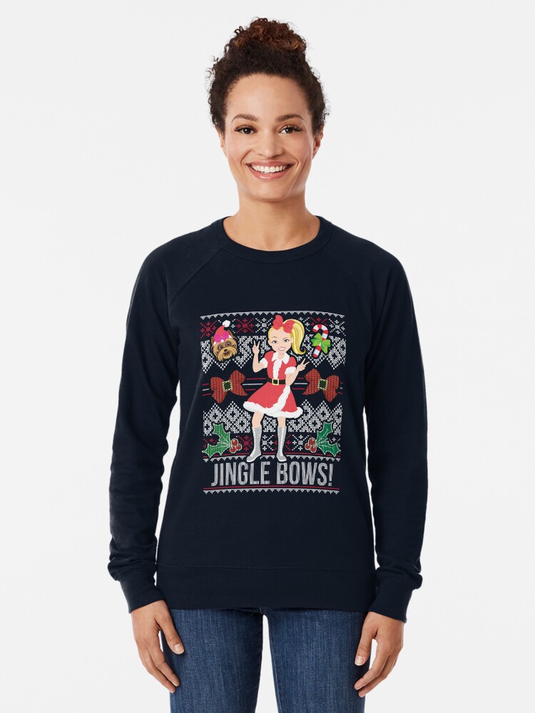 JoJo Siwa Christmas Jingle Bows Ugly Sweater Lightweight Sweatshirt