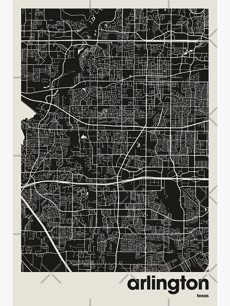 Arlington Texas Map Print Dark Map Minimalist Arlington Print Map Of Arlington City Map Art 2647