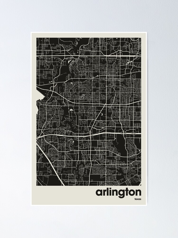 Arlington Texas Map Print Dark Map Minimalist Arlington Print Map Of Arlington City Map Art 3331