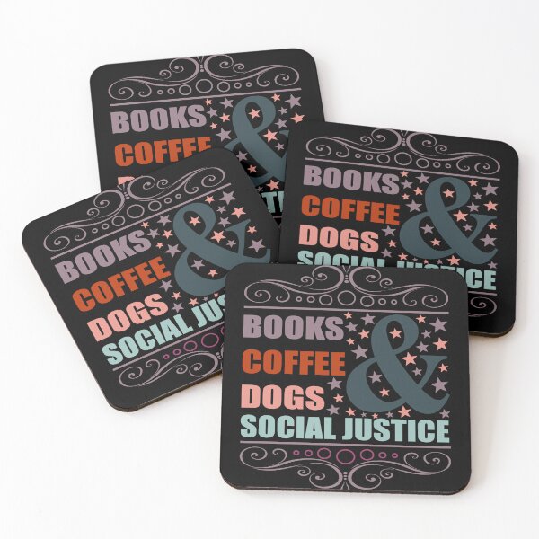 Item preview, Books And Coffee And Dogs And Social Justice - Sticker Redbubble designed and sold by bluehatgraphics.