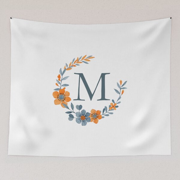 Item preview, Monogram M Autumn Orange Floral designed and sold by simplymonogram.