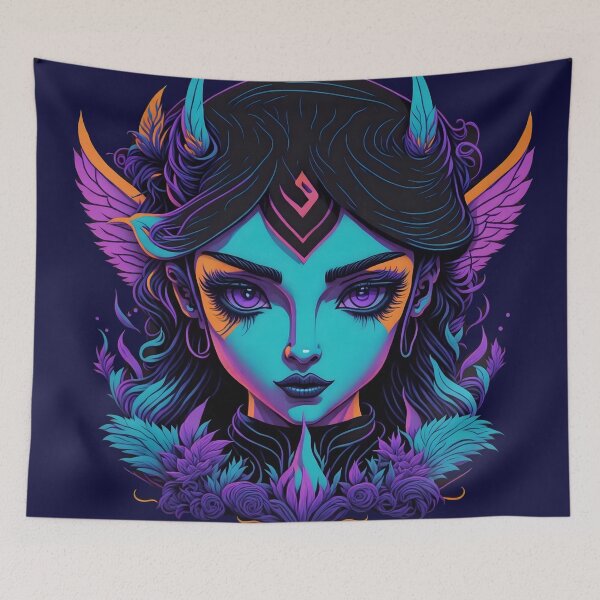 Item preview, Gothic Beauty: Neon Devil Girl Artwork designed and sold by ruidaniel.