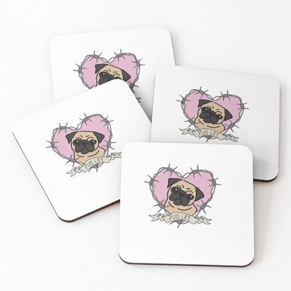 Item preview, Pug Life Barb Wire Heart Tattoo Style  designed and sold by mckeanandco.