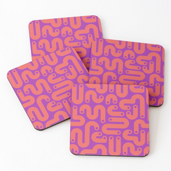 Item preview, JELLY BEANS Squiggly New Wave Postmodern Abstract 1980s Geometric with Dots in Coral Orange on Bright Purple - UnBlink Studio by Jackie Tahara designed and sold by Jackie Tahara of UnBlink Studio.