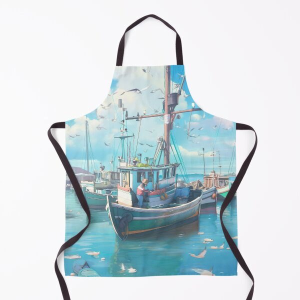 Item preview, Boat in the Blue Harbor designed and sold by GingerSilkShop.