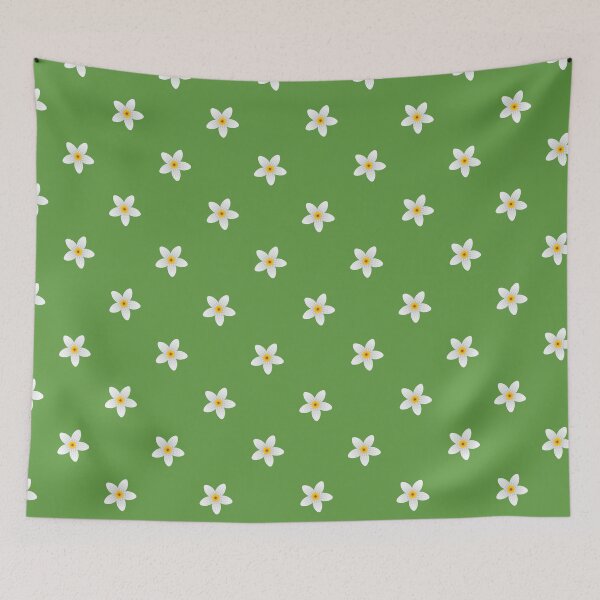 Item preview, Beautiful White Flower Pattern with a Green Background  designed and sold by hadleyfoo.
