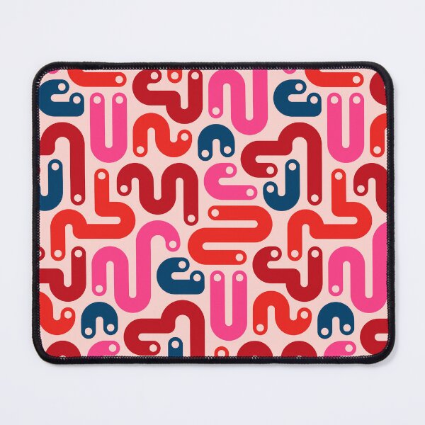 Item preview, JELLY BEANS Squiggly New Wave Postmodern Abstract 1980s Geometric with Dots in Red Fuchsia Pink Burgundy Blue on Blush - UnBlink Studio by Jackie Tahara designed and sold by Jackie Tahara of UnBlink Studio.