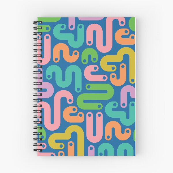 Item preview, JELLY BEANS Squiggly New Wave Postmodern Abstract 1980s Geometric with Dots in Bright Summer Pink Orange Mustard Green Purple Pink on Royal Blue - UnBlink Studio by Jackie Tahara designed and sold by Jackie Tahara of UnBlink Studio.