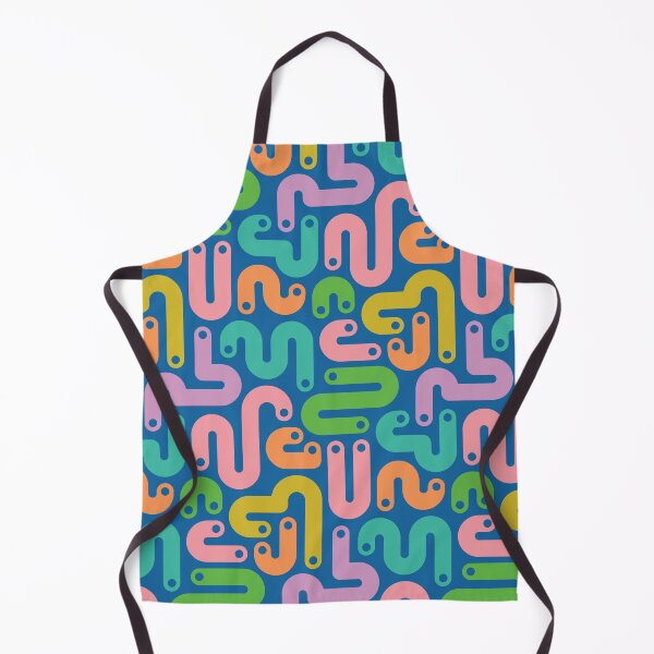 Item preview, JELLY BEANS Squiggly New Wave Postmodern Abstract 1980s Geometric with Dots in Bright Summer Pink Orange Mustard Green Purple Pink on Royal Blue - UnBlink Studio by Jackie Tahara designed and sold by Jackie Tahara of UnBlink Studio.
