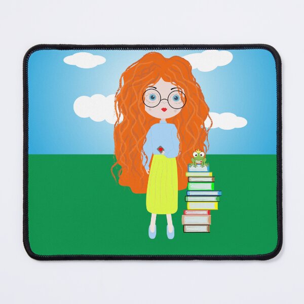 Item preview, girl and books illustration, designed and sold by GalynaLB.