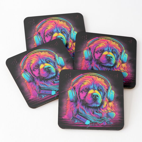 Item preview, happy and colorful dog lestening to music designed and sold by robsonnjr.