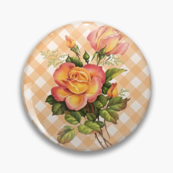 Item preview, Vintage Orange Roses on Orange Summer Floral Gingham Pattern designed and sold by Secondhand-Rose.