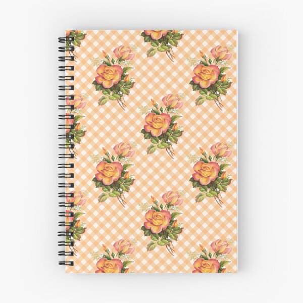 Item preview, Vintage Orange Roses on Orange Summer Floral Gingham Pattern designed and sold by Secondhand-Rose.