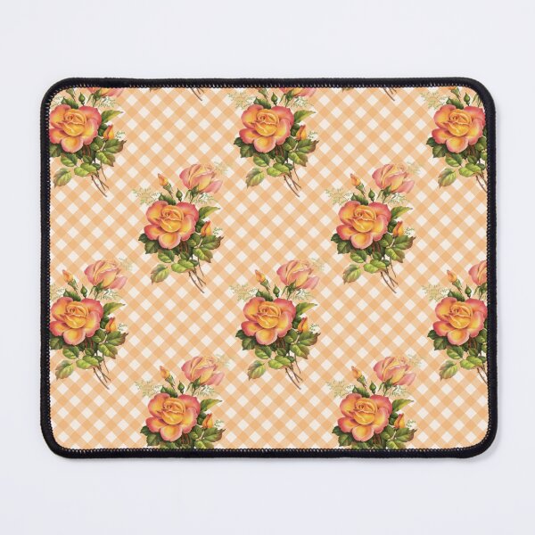 Item preview, Vintage Orange Roses on Orange Summer Floral Gingham Pattern designed and sold by Secondhand-Rose.