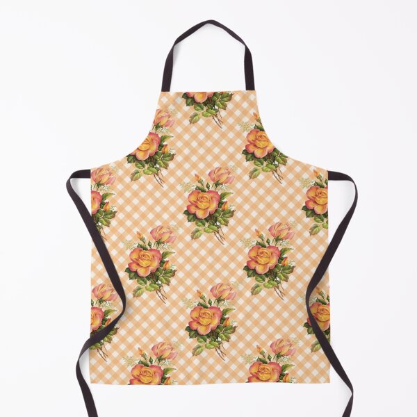 Item preview, Vintage Orange Roses on Orange Summer Floral Gingham Pattern designed and sold by Secondhand-Rose.