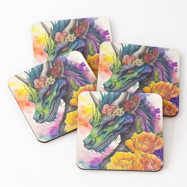 Aperçu de l'œuvre Neon Watercolor Dragon créée et vendue par Solace Sparkles.