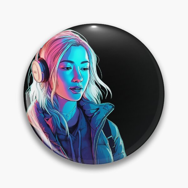 Item preview, Blacklight Lit Girl in Headphones designed and sold by RandomForestBot.