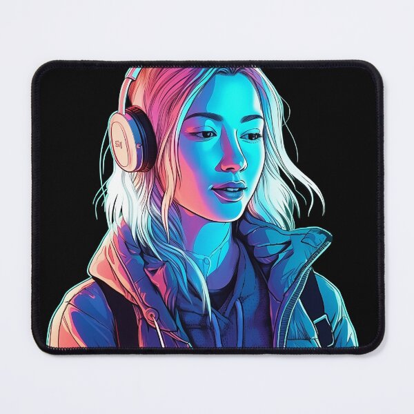 Item preview, Blacklight Lit Girl in Headphones designed and sold by RandomForestBot.