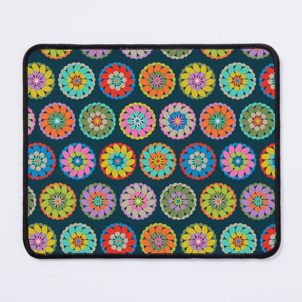 Item preview, CROCHET GRANNY SQUARE Colourful Abstract Geometric Granny Chic Cottage Pattern in Bright Multi-Colours on Dark Teal - UnBlink Studio by Jackie Tahara designed and sold by Jackie Tahara of UnBlink Studio.