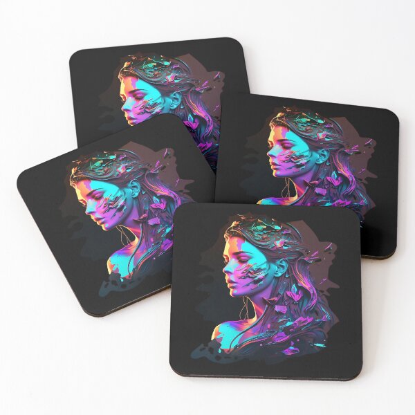 Item preview, Blacklight Painting of a Woman's Face - DIgital Art designed and sold by RandomForestBot.