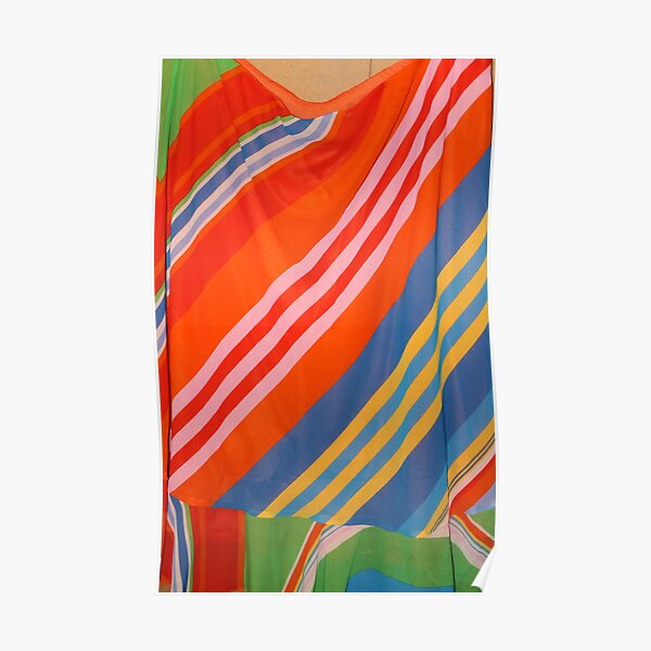 Variegated stripes: red, blue, yellow, but more red Poster