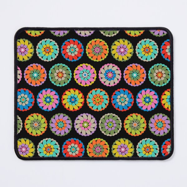 Item preview, CROCHET GRANNY SQUARE Colourful Abstract Geometric Granny Chic Cottage Pattern in Bright Multi-Colours on Pure Black - UnBlink Studio by Jackie Tahara designed and sold by Jackie Tahara of UnBlink Studio.