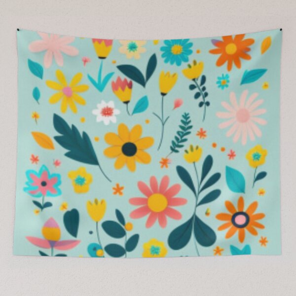 Artikelvorschau, Happy Simple Flower Collage Pattern By Brandon Cable entworfen und verkauft von BrandonArtWorld.