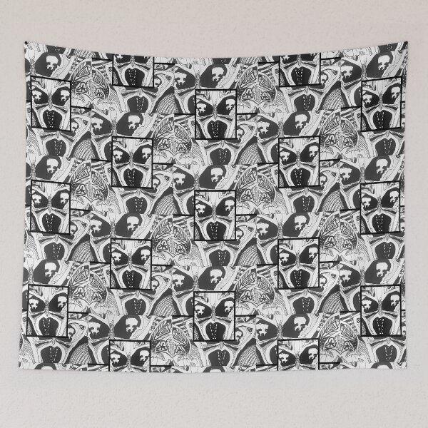 Item preview, MOTH & FRIENDS - drawn moth with morbid skull shapes and more insect patterns designed and sold by OZKURO.