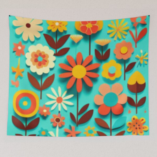 Artikelvorschau, Happy Simple Flower Collage Pattern By Brandon Cable entworfen und verkauft von BrandonArtWorld.
