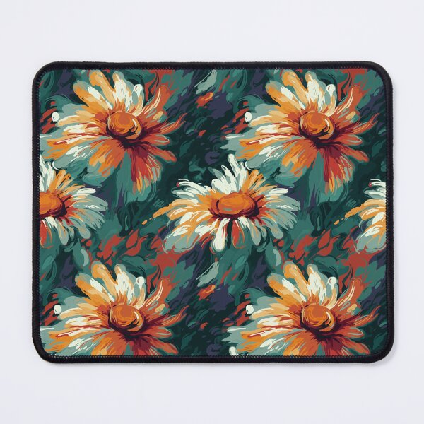 Item preview, Van Gogh-Inspired Big Daisies Pattern - Expressive Strokes and Flowy Turquoise Background designed and sold by TopArtsy.