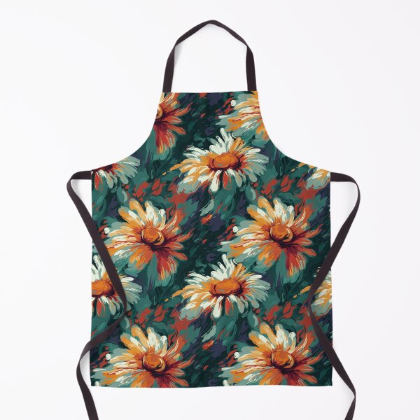 Item preview, Van Gogh-Inspired Big Daisies Pattern - Expressive Strokes and Flowy Turquoise Background designed and sold by TopArtsy.