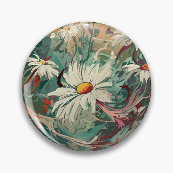 Item preview, Van Gogh-Inspired Daisies Pattern - Vibrant Colors and Flowy Turquoise Background designed and sold by TopArtsy.