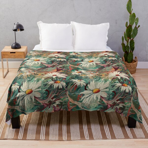 Item preview, Van Gogh-Inspired Daisies Pattern - Vibrant Colors and Flowy Turquoise Background designed and sold by TopArtsy.