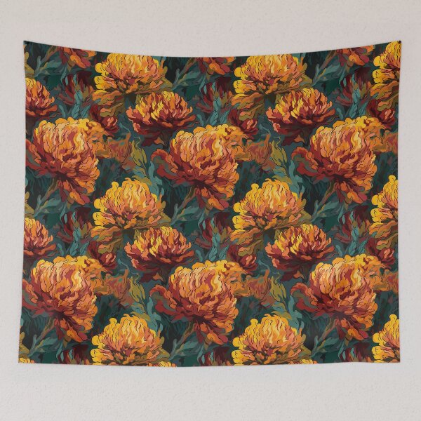 Item preview, Van Gogh-Inspired Marigold Pattern - Textured Background and Expressive Strokes designed and sold by TopArtsy.