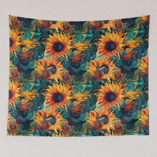 Item preview, Van Gogh-Inspired Sunflower Pattern - Bold Color Contrasts and Expressive Strokes designed and sold by TopArtsy.