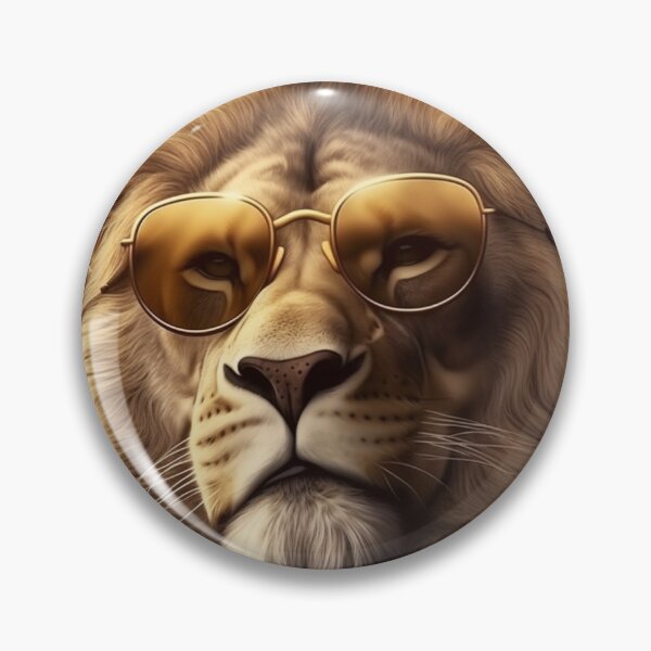 Item preview, Colorful lion in sunglasses portrait print. Vibrant portrait of majestic lion with sunglasses. Colorful lion poster. Wall art designed and sold by BiancaStPaul.