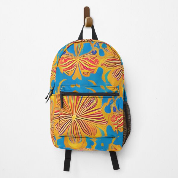 Item preview, Abstract Spring Orange Floral on Blue designed and sold by calibrit.