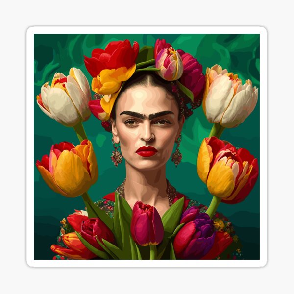 Frida and Tulips Sticker