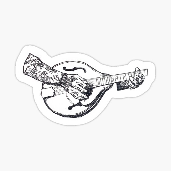 Hot Bluegrass Mandolin Logo with Flames and Wings Tattoo