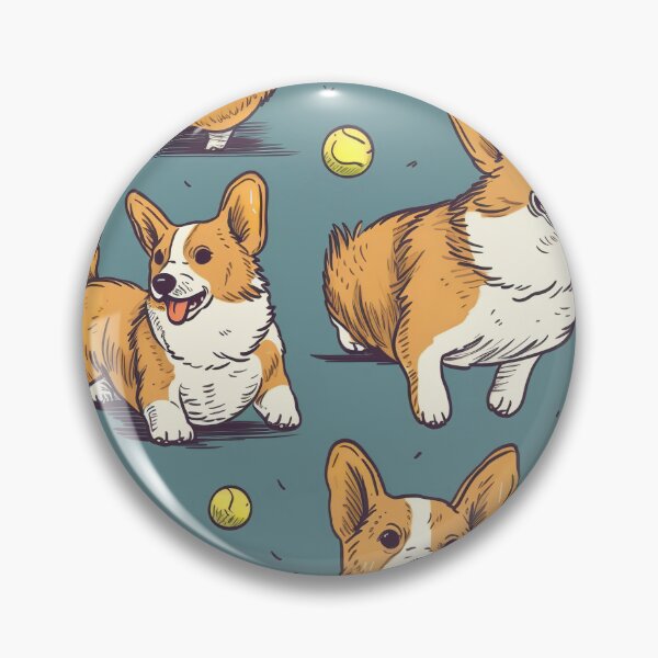 Item preview, Pembroke Welsh Corgi Chasing Tennis Balls Cartoon Style  designed and sold by GMMDESIGNS21.