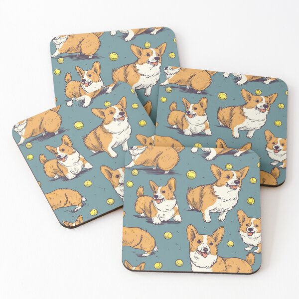 Item preview, Pembroke Welsh Corgi Chasing Tennis Balls Cartoon Style  designed and sold by GMMDESIGNS21.