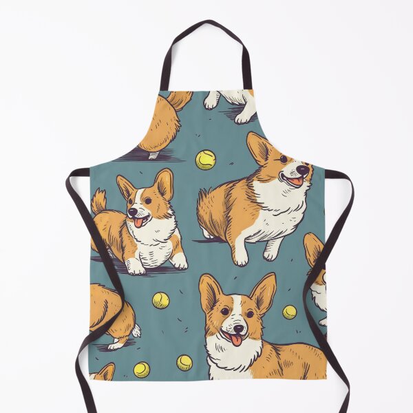 Item preview, Pembroke Welsh Corgi Chasing Tennis Balls Cartoon Style designed and sold by GMMDESIGNS21.