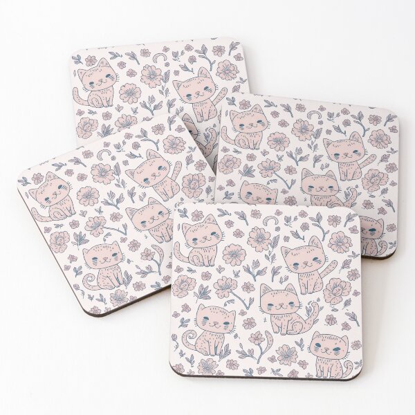 Item preview, Adorable Cat and Flower Pattern designed and sold by pigipeach.