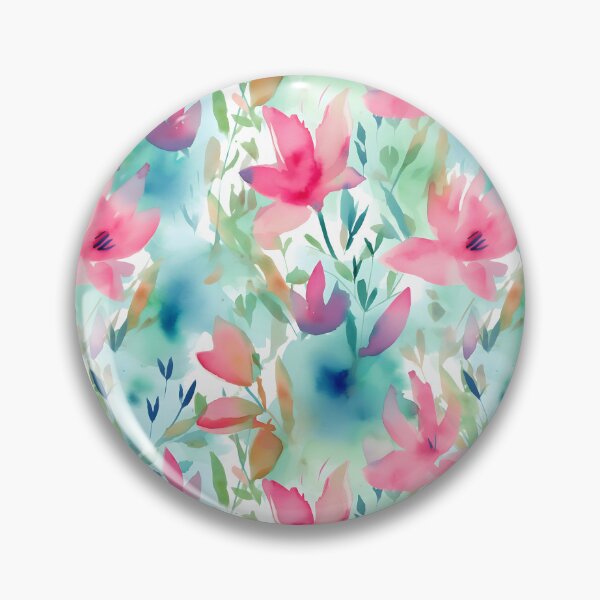 Item preview, Summer Fuscia Colored Loose Abstract Watercolor Blooms and Foliage designed and sold by ClairesPatterns.