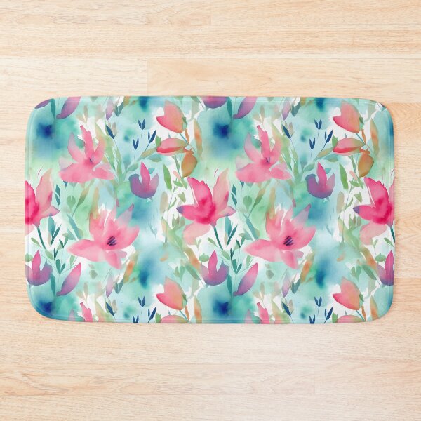 Item preview, Summer Fuscia Colored Loose Abstract Watercolor Blooms and Foliage designed and sold by ClairesPatterns.