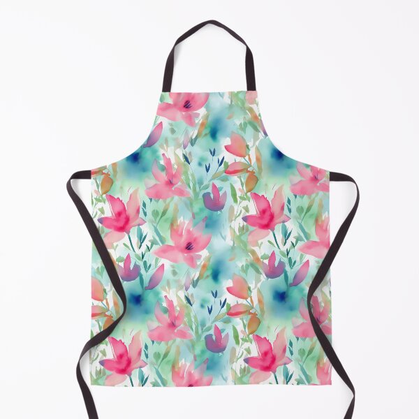 Item preview, Summer Fuscia Colored Loose Abstract Watercolor Blooms and Foliage designed and sold by ClairesPatterns.