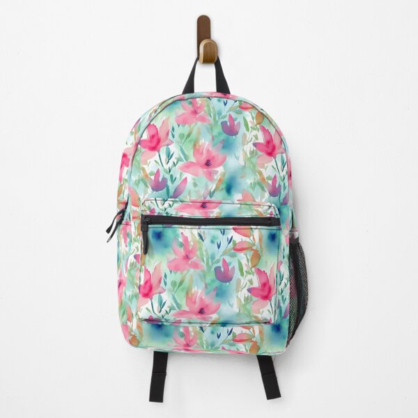 Item preview, Summer Fuscia Colored Loose Abstract Watercolor Blooms and Foliage designed and sold by ClairesPatterns.