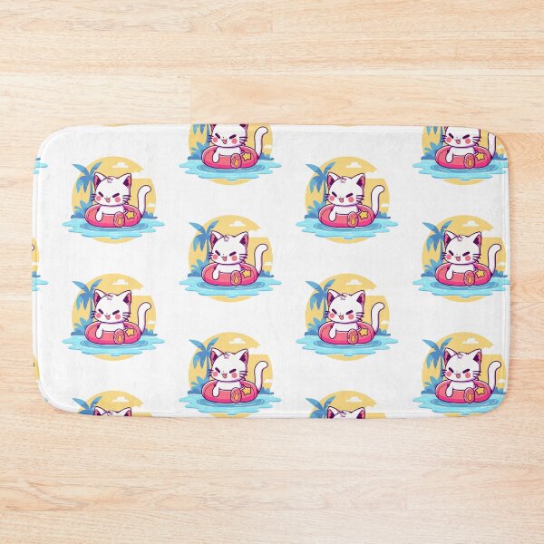 Item preview, Beachy Kitty Bliss - Adorable Cat on Vacation by the Beach Sticker and Socks designed and sold by Cute Critters Stickers.
